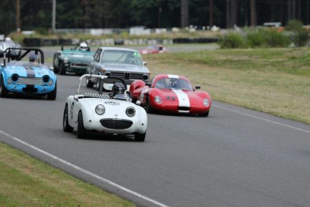 The VRCBC's Karlo Flores leads a group in 'Bonnie', his 1959 Austin Healey Bugeye Sprite - Brent Martin photo