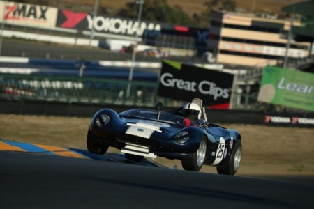 Ian Wood gets some air at Sonoma Raceway with his beautiful little 1965 Fournier Marcadier Barquette sports racer.