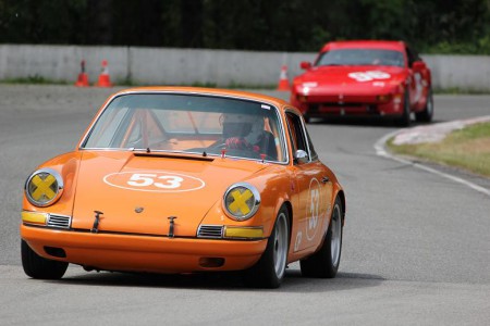 Peter Valkenburg in his new Vintage racer, a Porsche 911, leading Michael Hawthorne in his Porsche 944. - Brent Martin photo